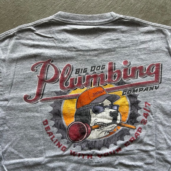 Vintage Big Dogs Shirt Size Medium Gray Plumbing Company 2006 - Picture 5 of 7